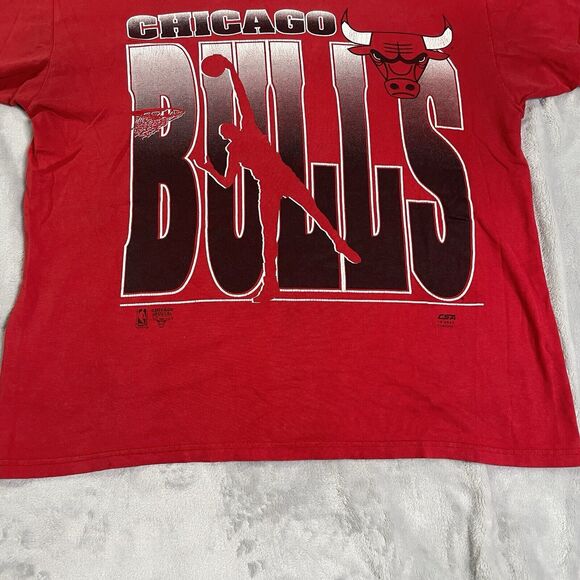 Vtg Chicago Bulls T Shirt Made In USA Michael Jordan Mens L Spellout Graphic - Picture 6 of 15